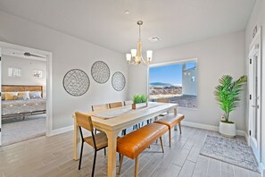 Dining area with enough seats for 13 people. 