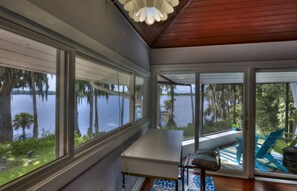 Main Bedroom Desk - overlooks the lake, with door to balcony.