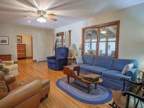 Large living room with power lift chair.