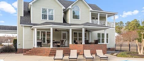 Back yard w/ pool and deck