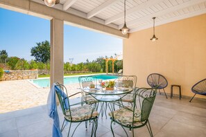 Perfect spot to dine next to the pool