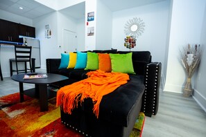 Relax and enjoy TV from your favorite streaming outlet!! Comfortable sleep sofa.