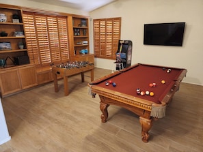 Pool and mini foosball are the exciting options for indoor fun.