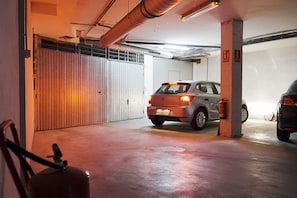 One parking space is available for you in the underground garage on level -1