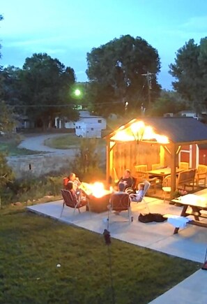 Oh, an evening at the gazebo fire pit with family and friends, telling stories