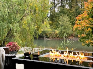 "Our favorite spot (hard to choose since there are several!) was outdoors in the covered patio with the outdoor fireplace where we could watch the river go by." - Ed and Chere