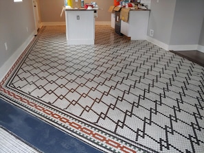 Original tile floor has been restored! What a "Hidden Treasure"!