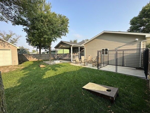 Use the green space to spread out and play yard games