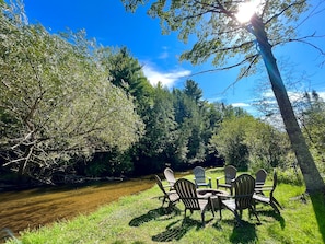 Enjoy a nice fire while taking in the sounds of the Betsie River!