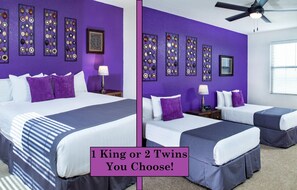 All of our bedrooms are customizable. Choose 1 King or 2 Twins!