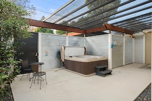 Private hot tub seats 4