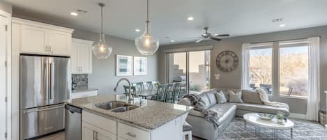 Kitchen View - With an open and spacious floor plan, the Dining Room and Kitchen can accommodate meal preparations for groups large or small.