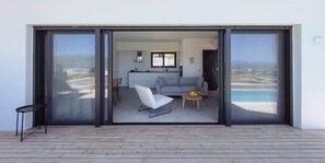 Open glass sliding doors