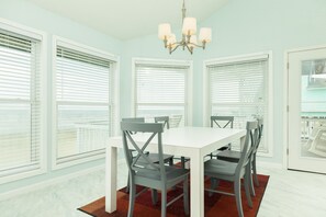 Comfortably sit up to 6 at the first or two dining tables