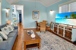 Cozy living room with large flatscreen TV