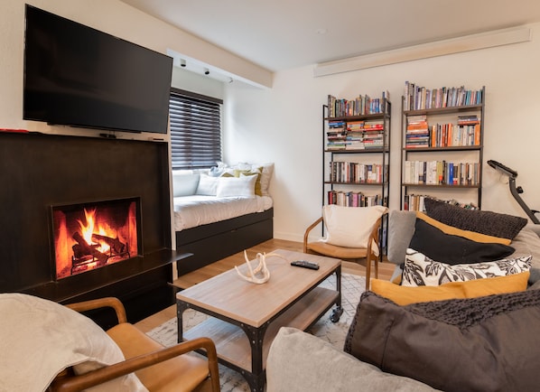 Living room with fireplace