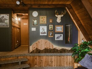 Admire our custom art wall