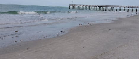 This beach is a 2-minute walk from our front door, clean and quiet.