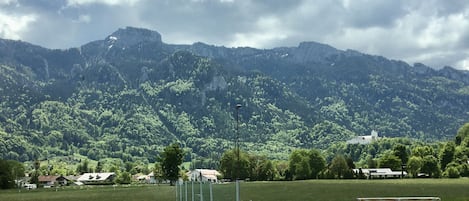 Traumhafter Panorameblick auf die Kampenwand und das Schloß Hohenaschau....