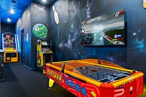 Arcade w/ Bowling Alley, Air Hockey Table and Basketball Game