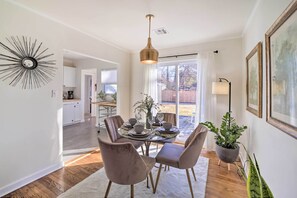 Dining Room | Single-Story Home | Access to Private Deck/Yard