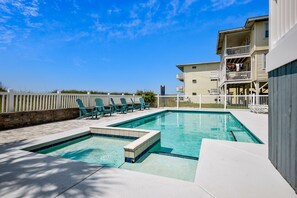 Enjoy an evening dip in this sparkling pool!