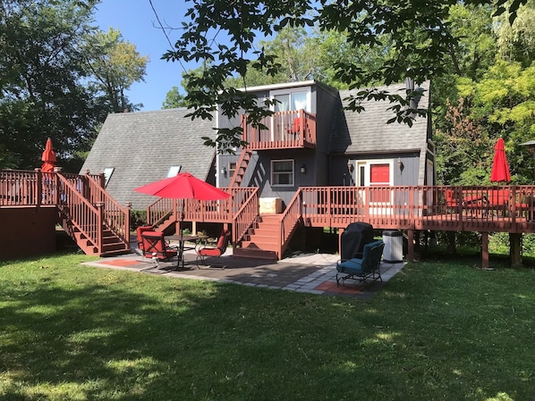 #517 with pool to the left, private deck to the right and loft bedroom deck up