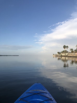 The view of the gulf half a block down the canal by kayak. 