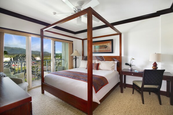 Master Bedroom with King Sized Bed, Desk, Ensuite bath and Mountain Views