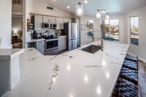 Spacious kitchen with new appliances 