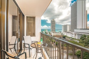 Have morning coffee or a glass of beer on your balcony with this beautiful ocean view.