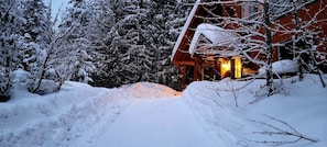 Cabin entrance in winter