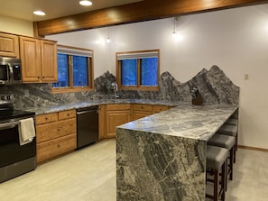 One-of-a-kind kitchen with space for gourmet cooking and entertaining.