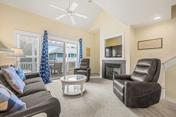 Living Area on Second Level with Deck Access