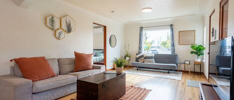 Living room with hardwood floors