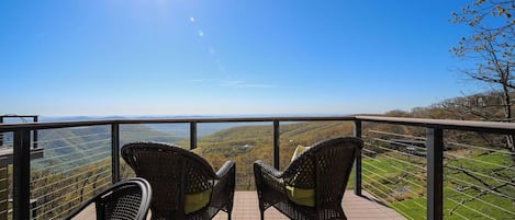 Sunrise view overlooking the Blue Ridge Mtns. Deck is in shade mid afternoon. 