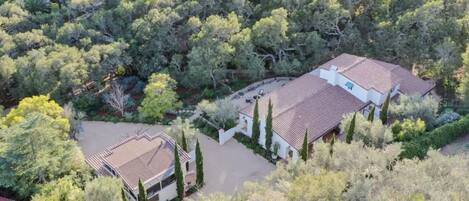 House and guest house from above (guest house on left, main houseon right)