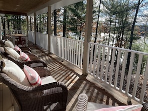 Outdoor porch overlooking the lake.