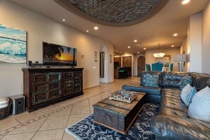 Front door and the living/dining room view