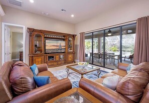 Living Room with TV and Views of the Pool