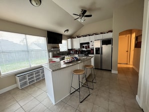 Kitchen, full sized appliances, dishwasher, even a stand mixer. 
