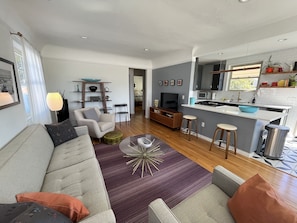 Bright spacious kitchen with gas range top