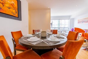 Well-equipped dining room with everything you need