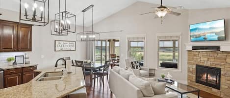 Open main level kitchen and family room