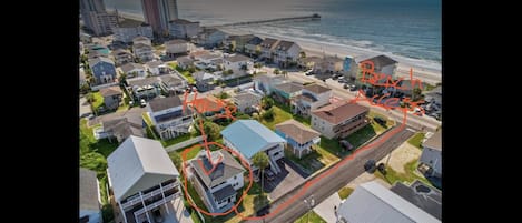 Aerial view of property to beach access