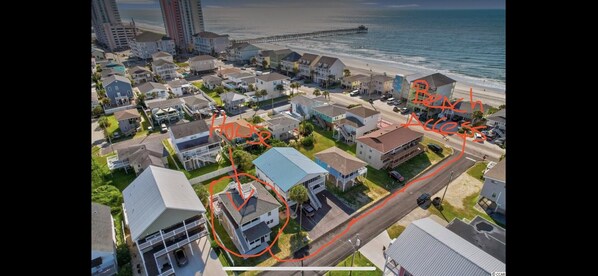 Aerial view of property to beach access