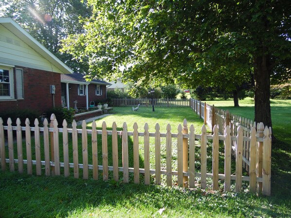 fenced in front yard