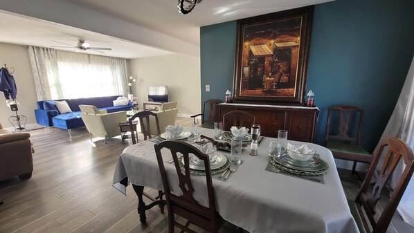 Elegant to casual dining inside located adjacent to a loaded, amazing kitchen!