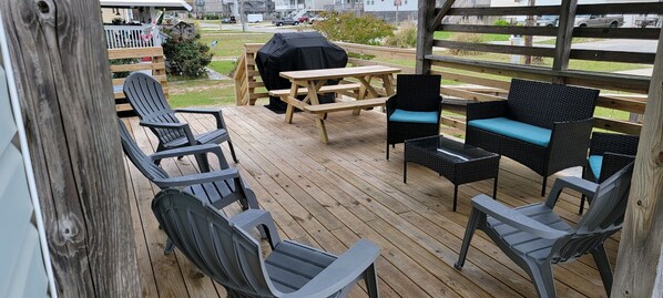Covered deck where you can relax and enjoy the refreshing breeze.
