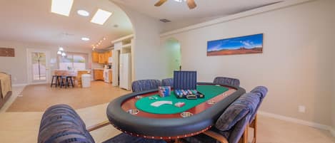 Removable dining top - poker chips and cards supplied